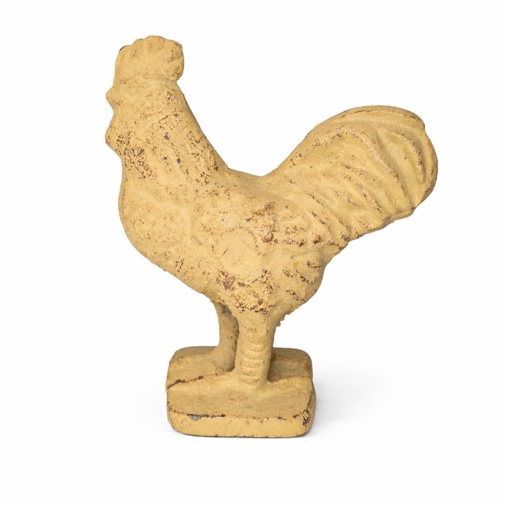 Vintage Yellow Cast Iron Mini Rooster Figurine Rustic Farmhouse Decor - Picture 2 of 6